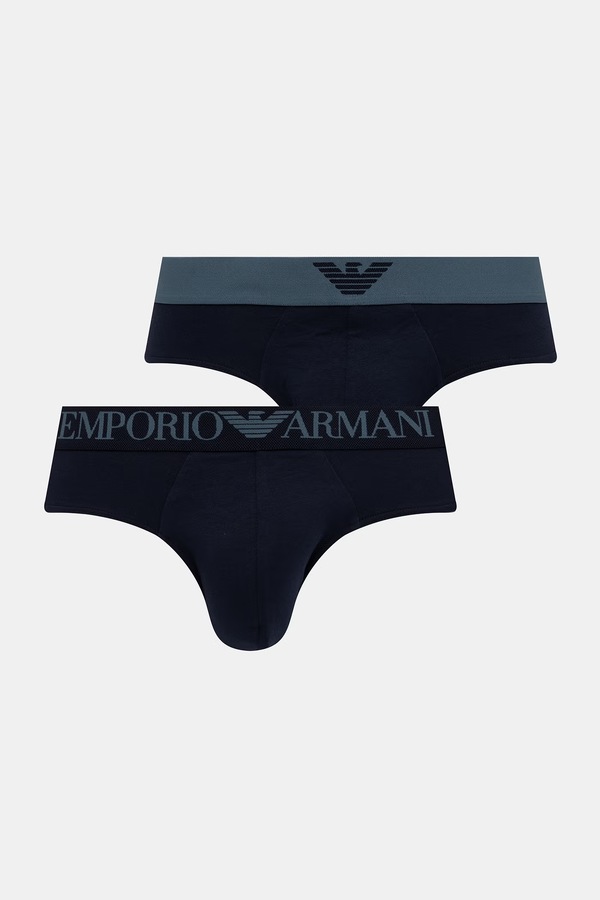 Слипы мужские хлопковые с эластаном 2 шт. Emporio Armani Underwear цвет темно-синий