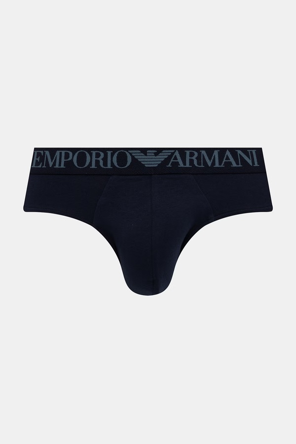 Сліпи чоловічі бавовняні з еластаном 2 шт. Emporio Armani Underwear колір темно-синій