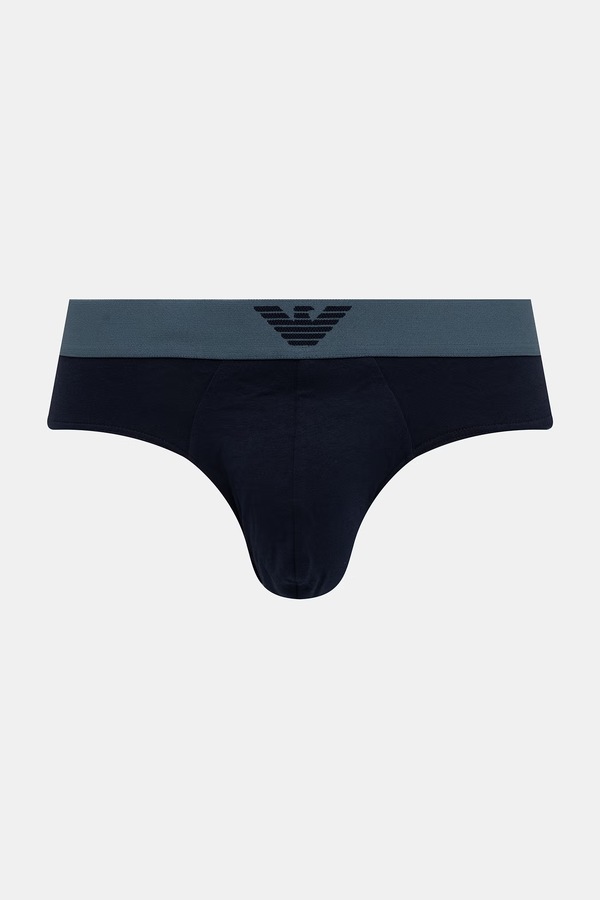 Сліпи чоловічі бавовняні з еластаном 2 шт. Emporio Armani Underwear колір темно-синій фото 2