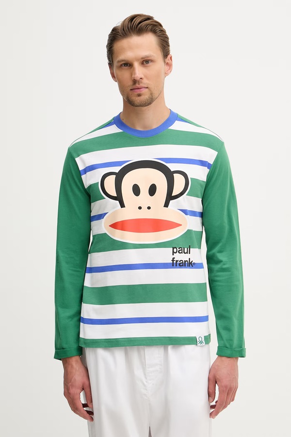 Піжамний лонгслів чоловічий бавовняний United Colors of Benetton колір зелений