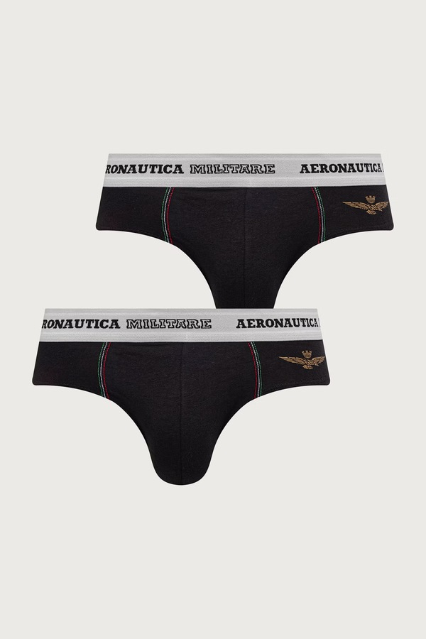 Слипы мужские хлопковые с эластаном 2 шт. Aeronautica Militare цвет черный