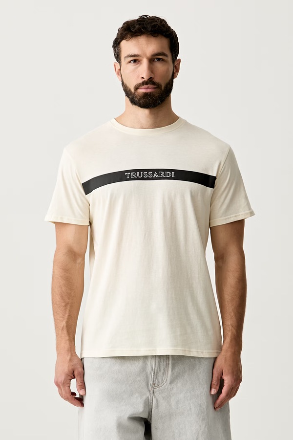 Футболка чоловіча бавовняна Trussardi колір бежевий