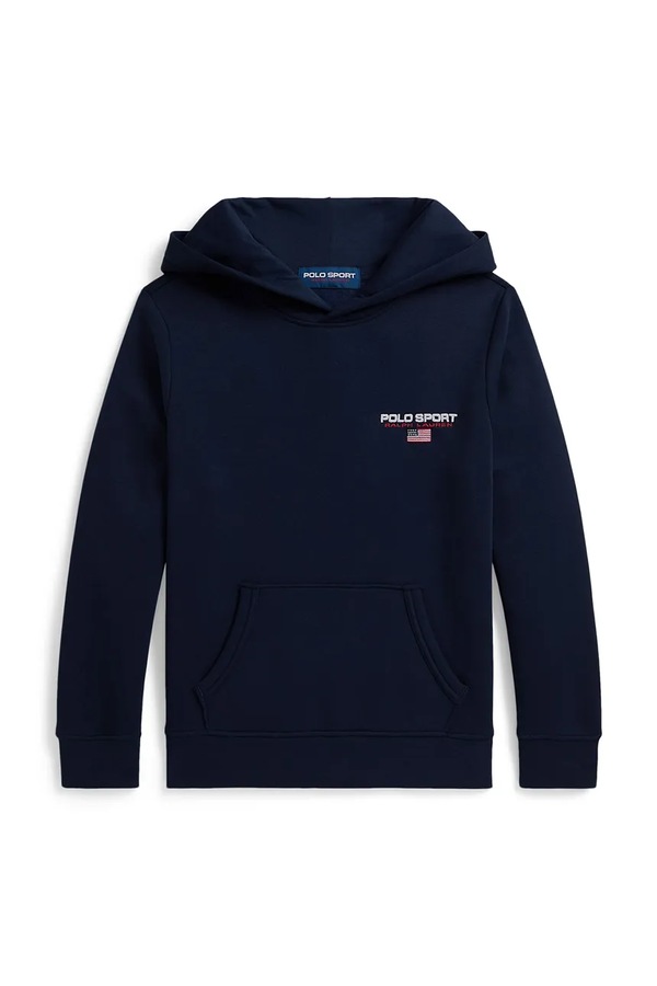 Кофта з капюшоном дитяча бавовняна Polo Ralph Lauren колір темно-синій
