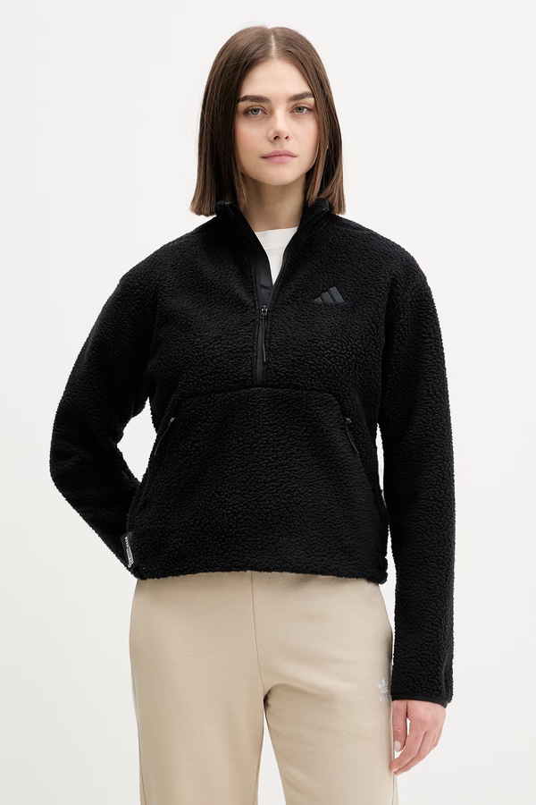 Флісова кофта adidas колір чорний