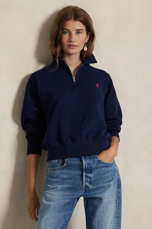 Кофта жіноча з бавовною Polo Ralph Lauren колір темно-синій