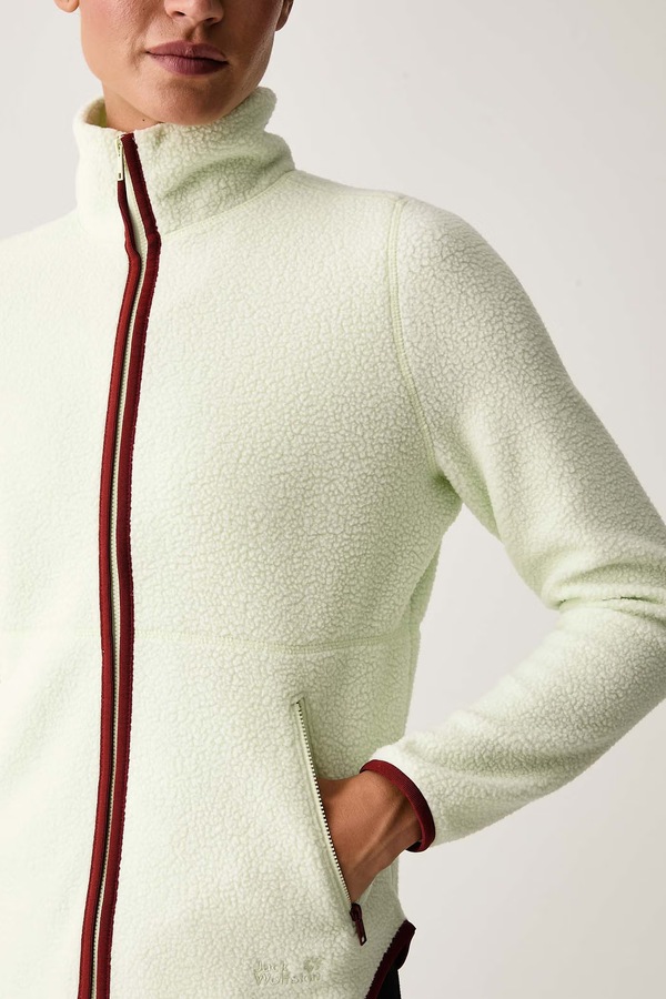Кофта на застібці жіноча флісова Jack Wolfskin Lite Curl колір бежевий фото 4