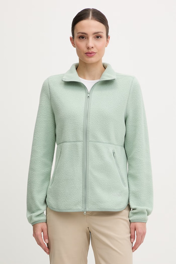 Кофта, которая расстегивается женская флисовая Jack Wolfskin Lite Curl цвет зеленый