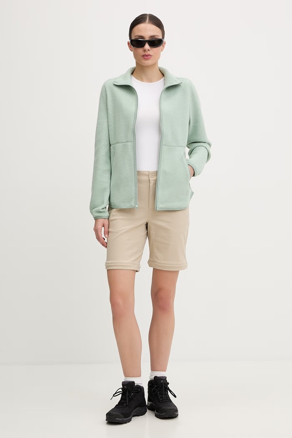 Кофта, яка розстібається жіноча флісова Jack Wolfskin Lite Curl колір зелений