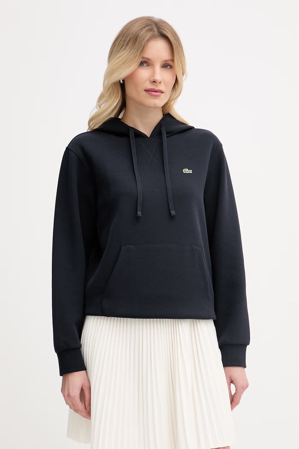 Кофта с капюшоном женская с хлопком Lacoste цвет темно-синий