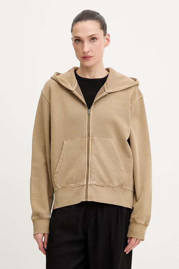 Бавовняна кофта G-Star Washed hdd zip relaxed колір бежевий