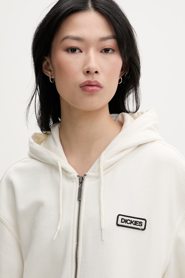 Кофта, яка розстібається, з капюшоном жіноча з бавовною Dickies колір бежевий фото 4