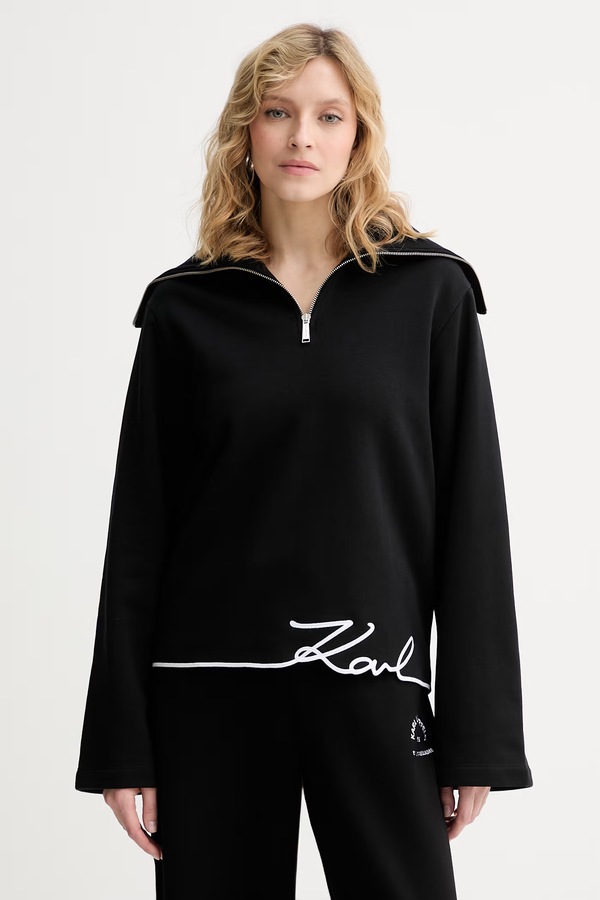 Кофта жіноча з бавовною Karl Lagerfeld колір чорний