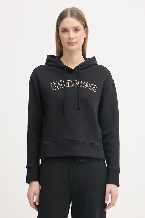 Кофта з капюшоном жіноча з бавовною Blauer FAYETTE колір чорний
