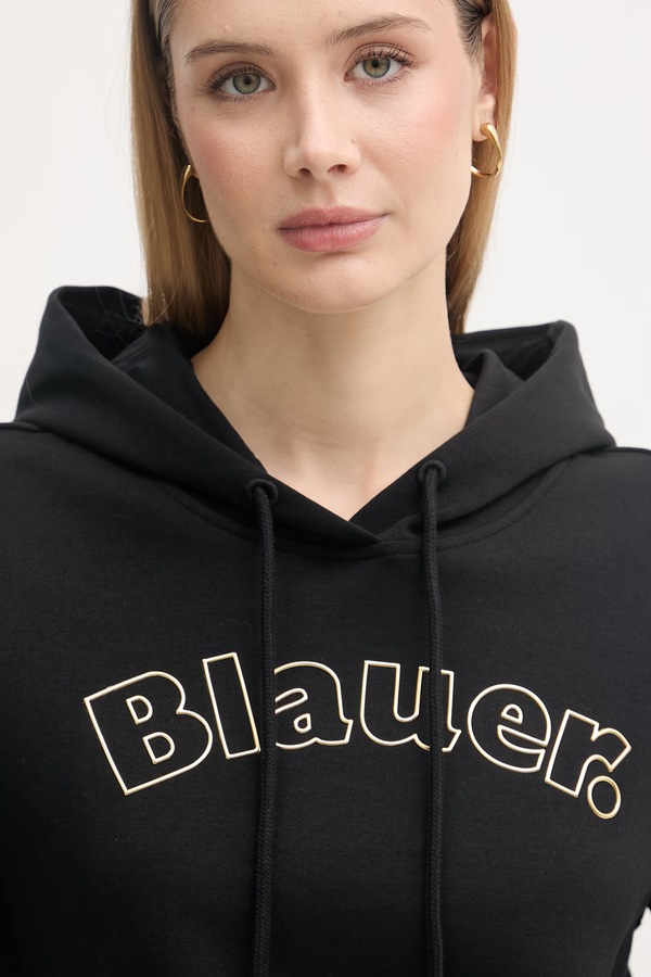 Кофта з капюшоном жіноча з бавовною Blauer FAYETTE колір чорний фото 4