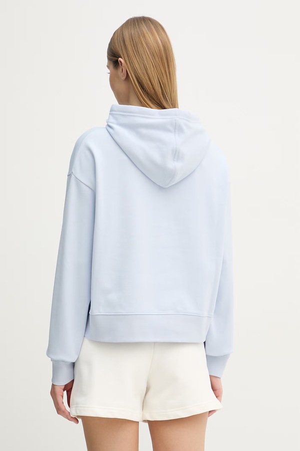 Кофта з капюшоном жіноча з бавовною Lacoste колір блакитний фото 2