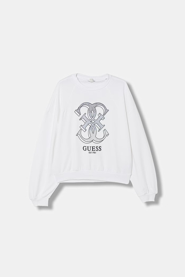 Дитяча бавовняна кофта Guess колір білий