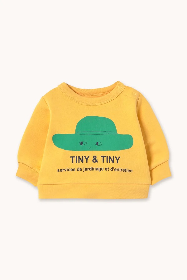 Бавовняна кофта для немовлят Tinycottons TINY HAT BABY SWEATSHIRT колір жовтий
