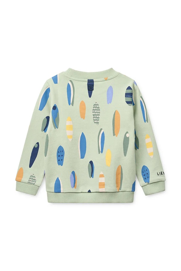 Детская хлопковая кофта Liewood Thora Printed Sweatshirt цвет зеленый фото 2