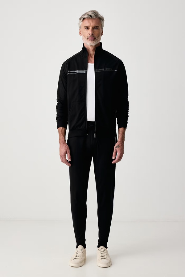 Кофта на застібці чоловіча бавовняна BOSS Authentic Jacket Z колір чорний