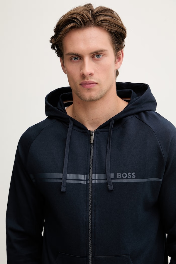 Кофта loungwear чоловіча бавовняна BOSS Authentic Jacket H колір темно-синій фото 4