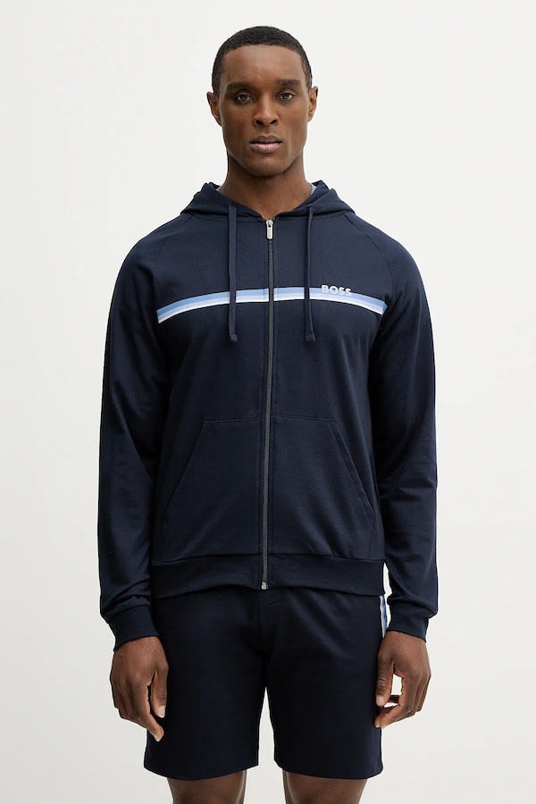Кофта loungwear чоловіча бавовняна BOSS Authentic Jacket H колір темно-синій