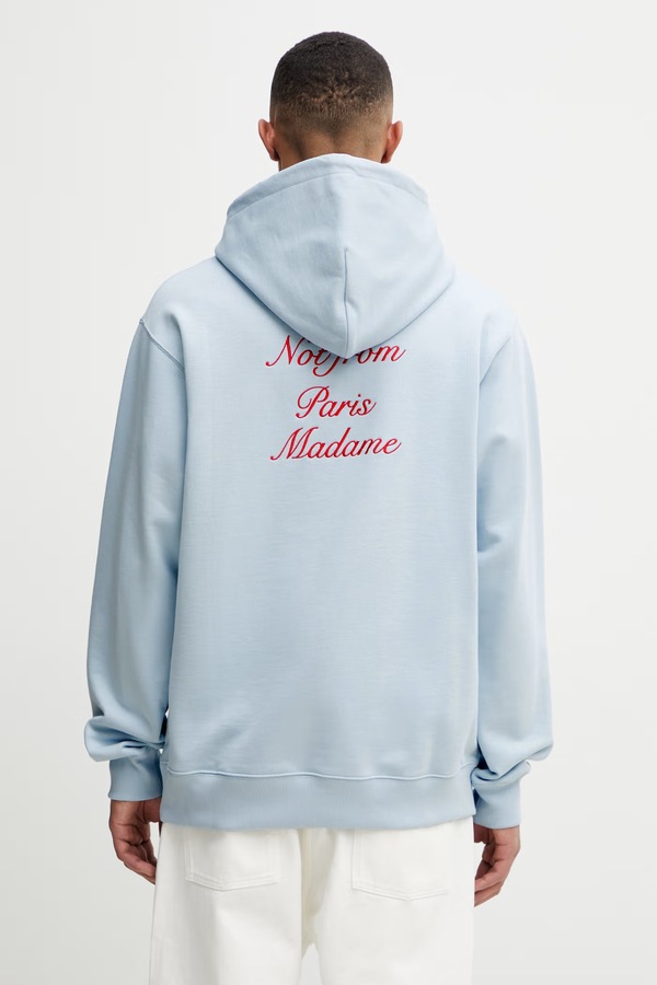 Кофта с капюшоном мужская хлопковая Drôle de Monsieur Le Hoodie Slogan Calligraphy цвет голубой фото 2