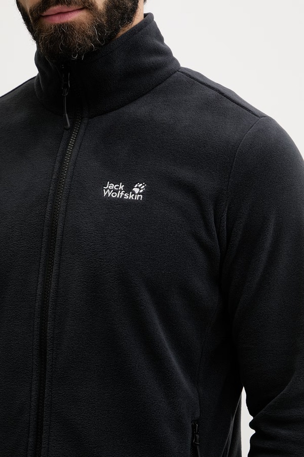 Кофта, яка розстібається чоловіча Jack Wolfskin Taunus 100 колір чорний фото 4