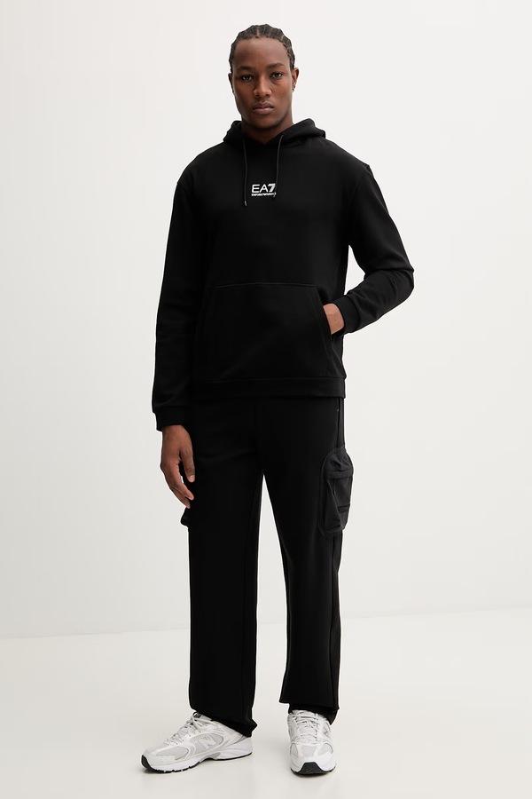 Хлопковая кофта EA7 Emporio Armani цвет черный