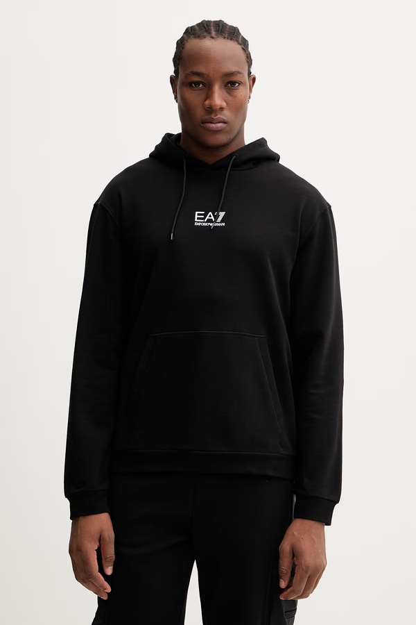 Хлопковая кофта EA7 Emporio Armani цвет черный фото 2