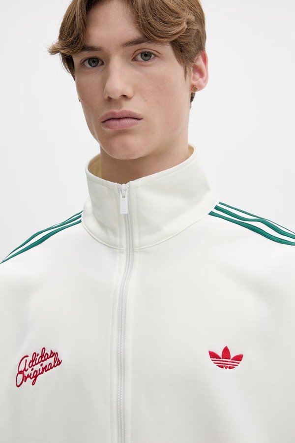 Кофта, яка розстібається чоловіча з бавовною adidas Originals колір бежевий фото 4