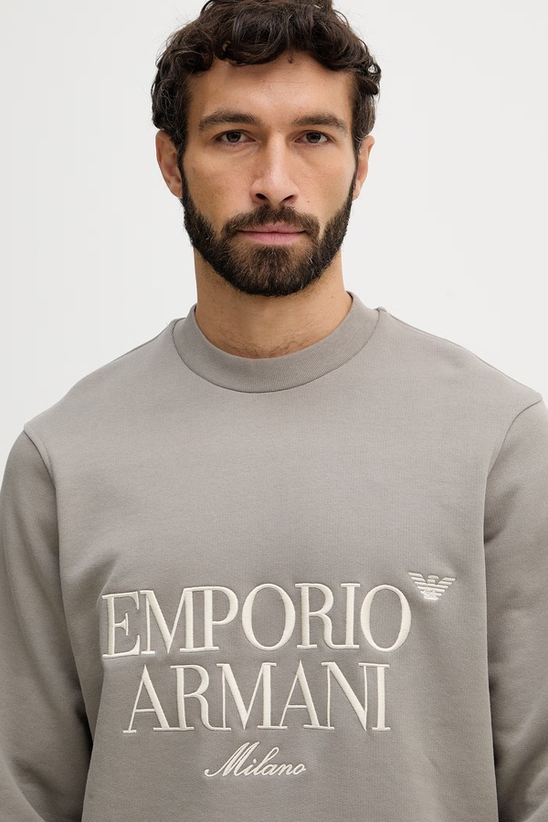 Бавовняна кофта Emporio Armani колір бежевий фото 4