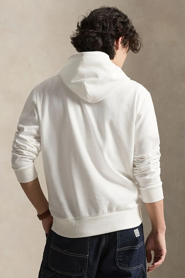 Кофта з капюшоном чоловіча з бавовною Polo Ralph Lauren колір білий