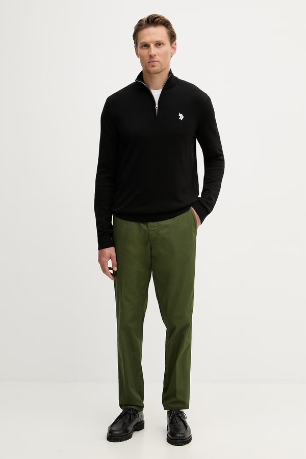 Светр чоловічий бавовняний U.S. Polo Assn. COTTON 1/4 ZIP NECK колір чорний