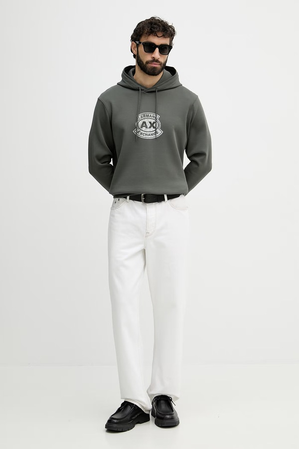 Кофта з капюшоном чоловіча Armani Exchange колір зелений