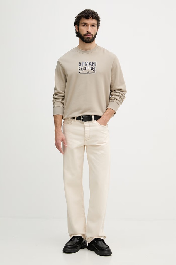 Кофта мужская с хлопком Armani Exchange цвет бежевый