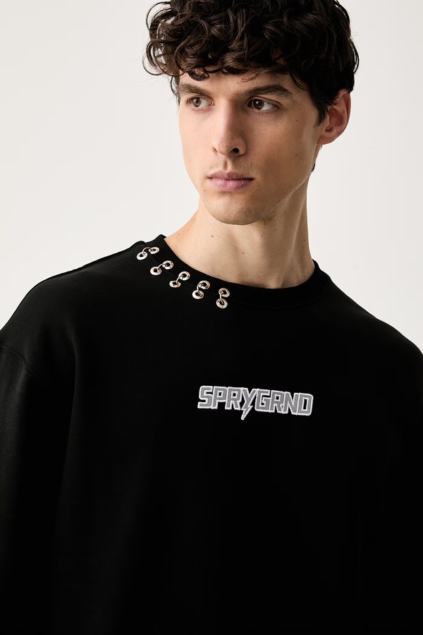 Кофта чоловіча бавовняна Sprayground колір чорний фото 4