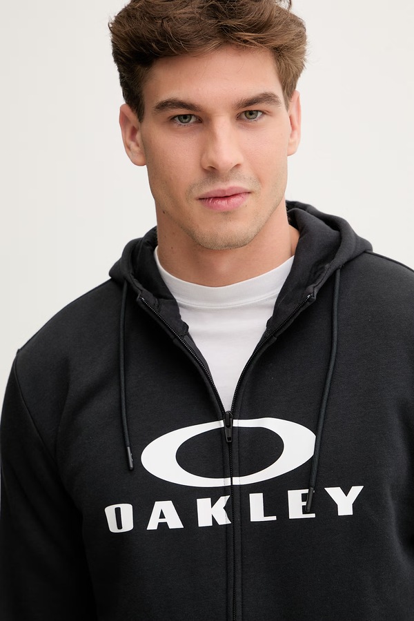 Кофта, яка розстібається, з капюшоном чоловіча з бавовною Oakley колір чорний фото 4