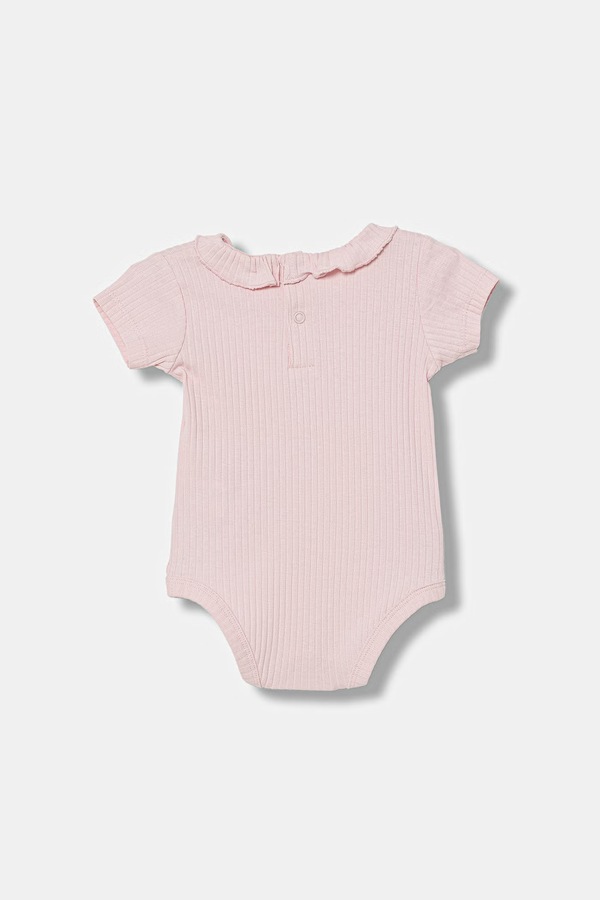 Боді дитяче бавовняне з еластаном United Colors of Benetton колір рожевий