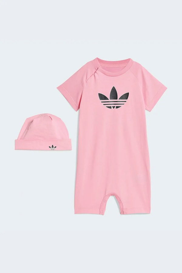 Ромпер для немовлят бавовняний adidas Originals колір рожевий