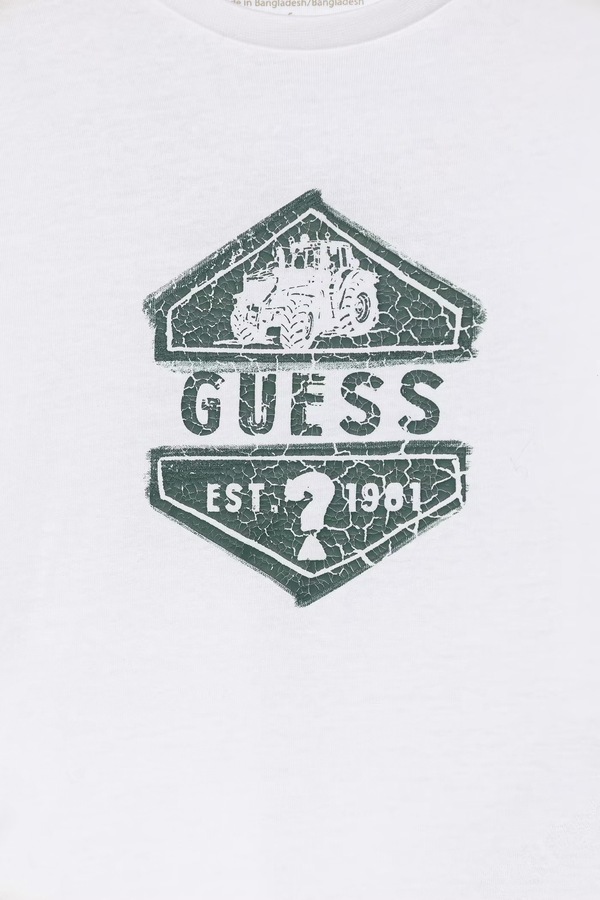 Детский хлопковый лонгслив Guess цвет белый фото 2