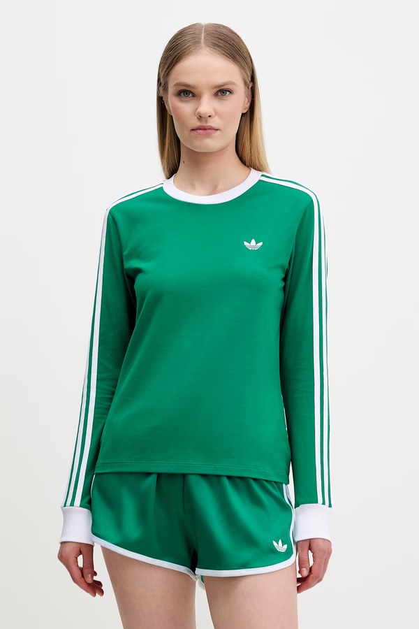 Лонгслів adidas Originals колір зелений