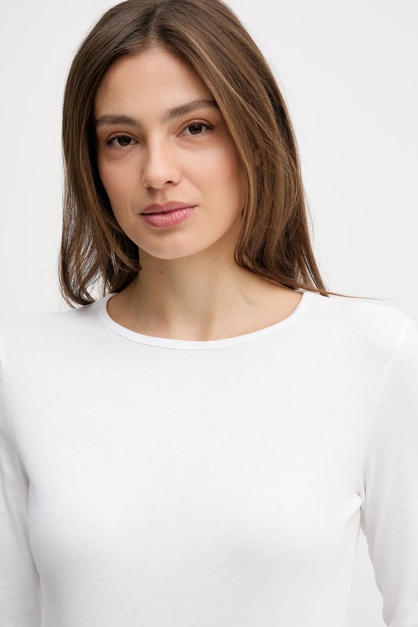 Лонгслів жіночий бавовняний United Colors of Benetton колір білий фото 4
