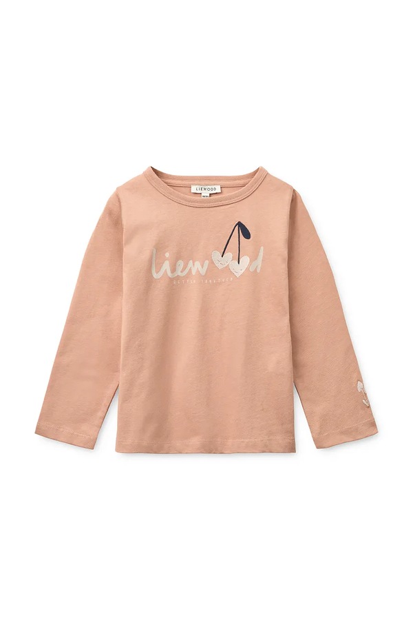 Дитячий бавовняний лонгслів Liewood Apia Placement Longsleeve T-shirt колір рожевий