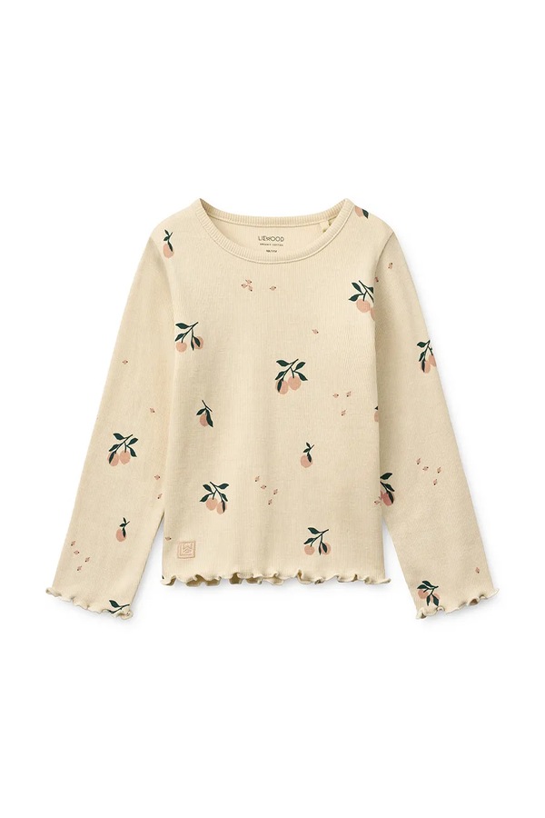 Дитячий лонгслів Liewood Nieve Printed Longsleeve Rib T-shirt колір бежевий