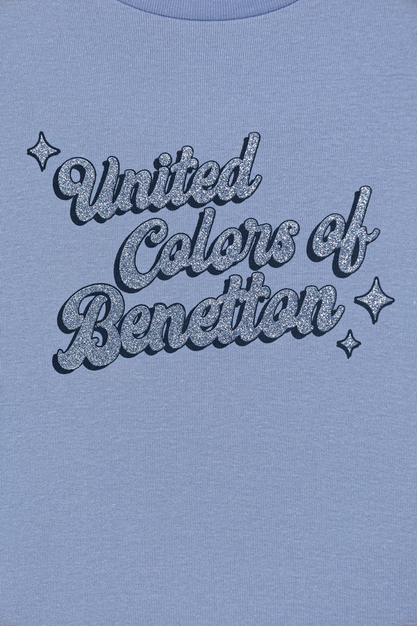 Лонгслів дитячий бавовняний United Colors of Benetton колір блакитний фото 3