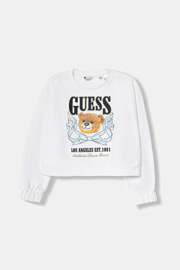 Дитяча бавовняна кофта Guess колір білий
