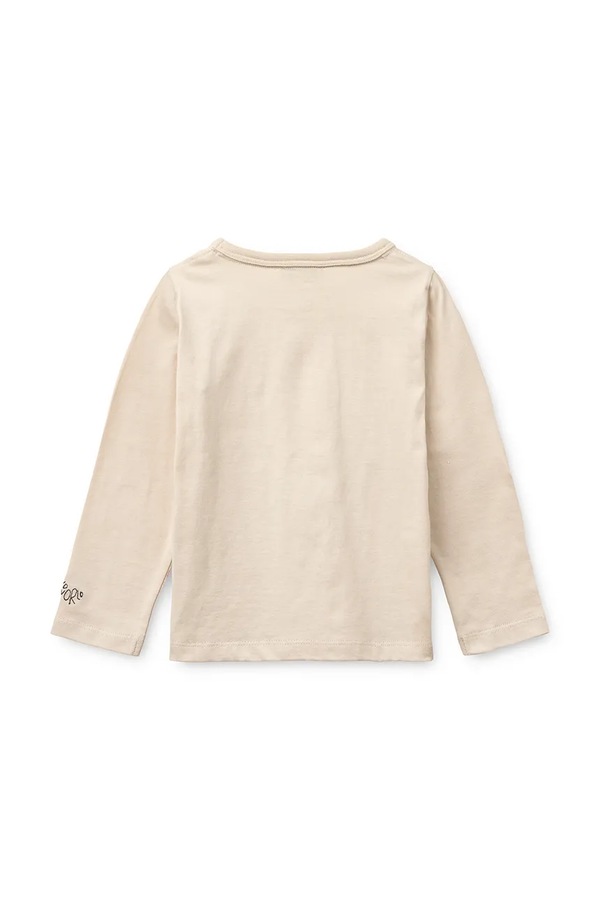 Дитячий бавовняний лонгслів Liewood Apia Placement Longsleeve T-shirt колір бежевий