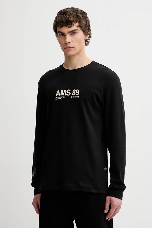 Хлопковый лонгслив G-Star Ams 89 цвет черный