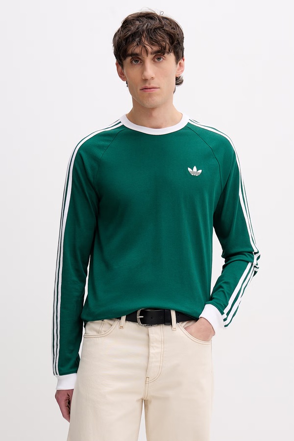 Лонгслів чоловічий бавовняний adidas Originals колір зелений