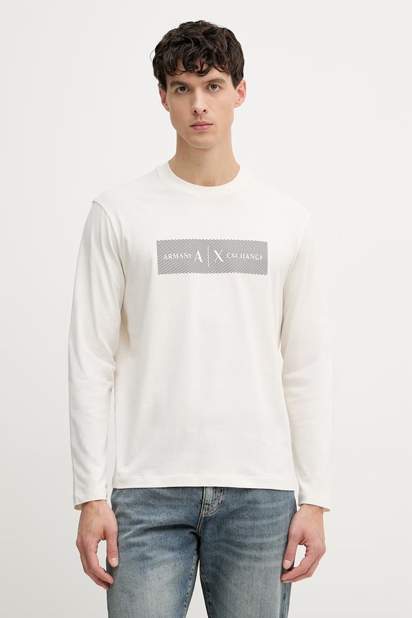 Футболка чоловіча бавовняна Armani Exchange колір бежевий